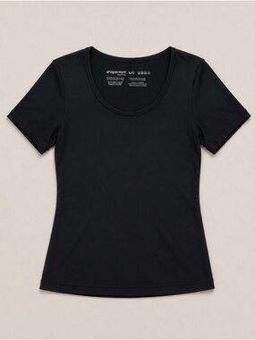 Shapermint Essentials Black Shaping Tee | Scoop Neck Smoothing Top | Large